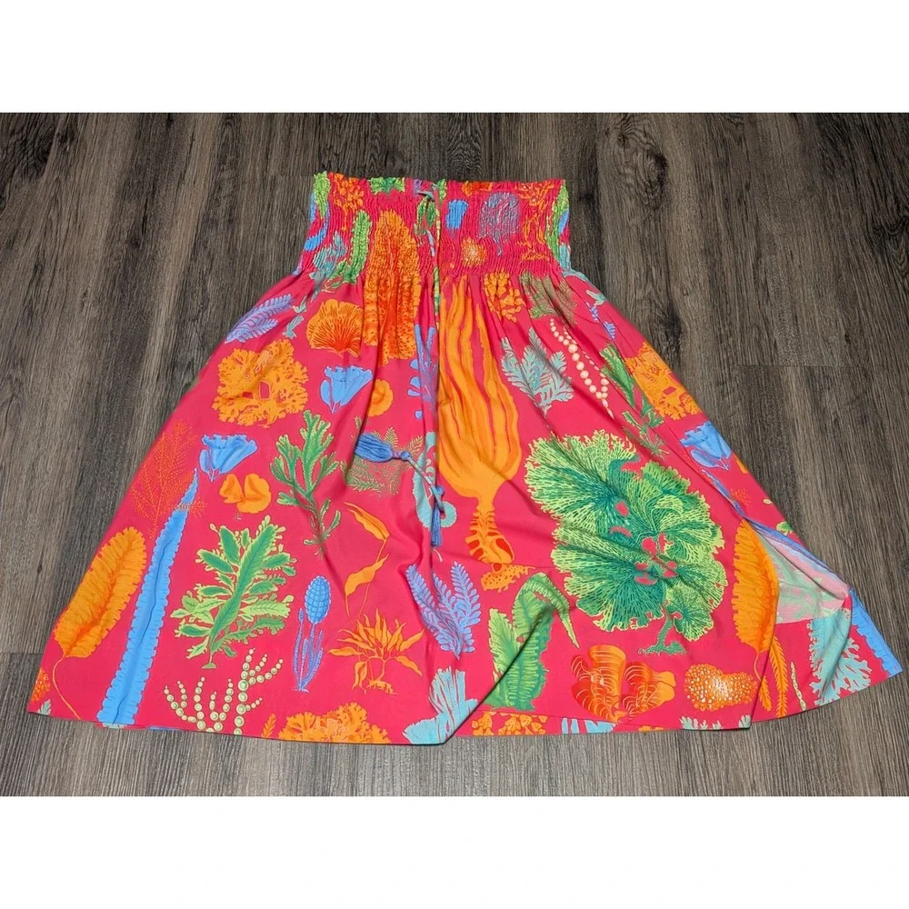 Gretchen Scott Coral Reef‎ Smocked Waist Dress/Skirt OS One Size Pink Colorful